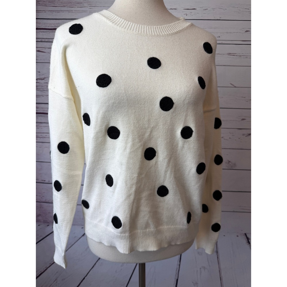 Philosophy Polka Dot Sweater Small Womens Pullover Viscose Knit Classy Cozy NWT